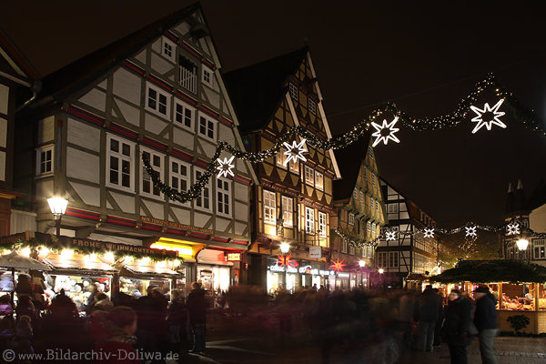 Adventlichter Celle Altstadt Fachwerkhäuser Weihnachtsmarkt Nachtfoto