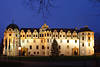 Celle Schloss Nachtfoto mit Tannenbaum Weihnachtslichter Night-Skyline unter Blauhimmel