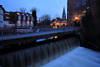 Wasserkaskade Ilmenaufall Damm Flussbrücke Lüneburg-Altstadt Türme Weihnachtsmarkt Nachtlichter