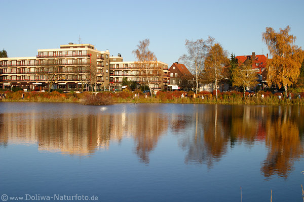 Harz Kranichsee Golden-Herbst am Wasser Promenade in Goslar Hohnenklee