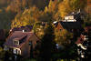 510521_Lerbach in Harz Bergstadt Häuser Foto in Herbstwald Goldfarben Stimmung in Abendlicht