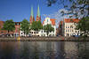 L�beck Traveufer Wasserblick Altstadt Architektur H�user Kircht�rme