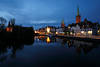 108255_L�becker n�chtliche Panorama am Wasser Obertrave Promenade & Altstadt Reiseromantik in Bild