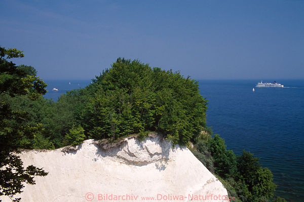 Ostseekste Kreidefelsen Insel Rgen ber Blauwasser Schiffe Segelboote