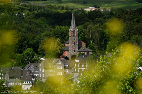 Bad Berleburg Altstadt Kirche Fotokunst in Gelbblüten