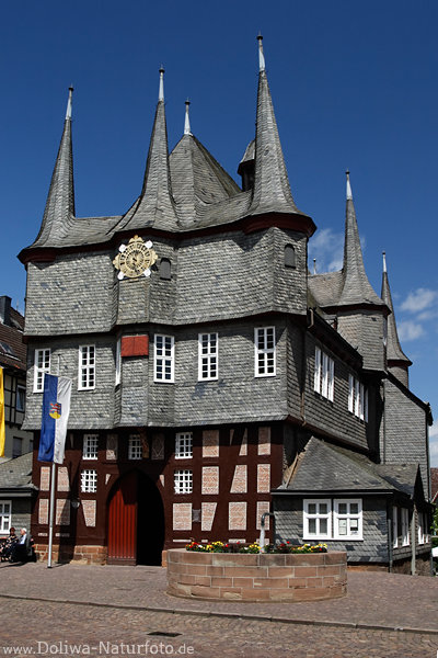 Rathaus von Frankenberg 10 T�rme-Fachwerkbau ber�hmtes Wahrzeichen