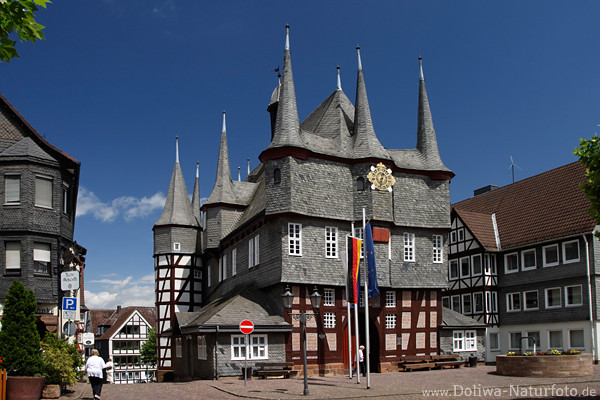 Frankenberg historisches Rathaus Altstadt schönstes Fachwerkbau Wahrzeichen Foto