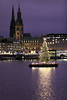 Hamburg See-Tanne Alster-Weihnachtsbaum schwimmen vor Rathaus Kirchturm City-Adventslichter