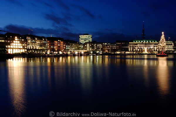 HamburgCity Alsterpanorama Nacht Wasser