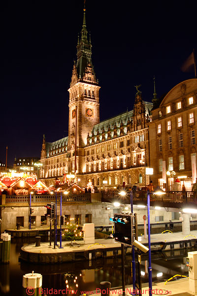 Schleusenanlage Nachtlichter Rathaus Hamburg Weihnachtsmarkt