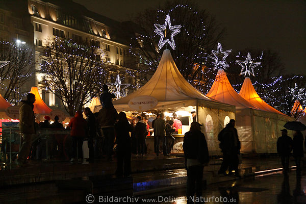 Hamburg Weihnachtszeit am Jungfernstieg Foto, Weihnachtszelte unter Sternen an der Alster