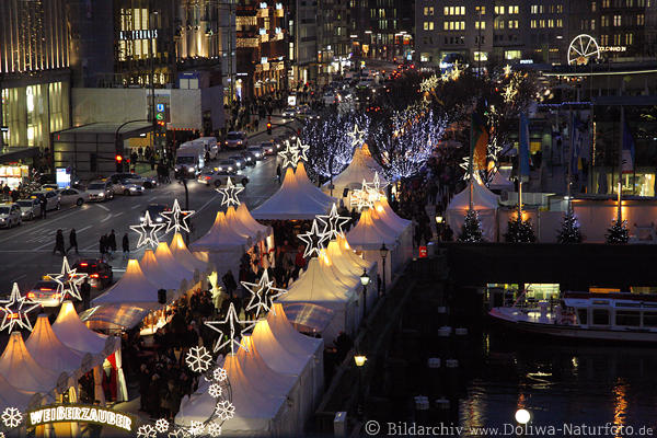 Weihnachtsmarkt Hamburg Festmaile Zelte von oben Jungfernstieg Sternenlichter NachtCity
