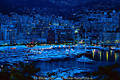 Monte Carlo City Romantik Nachtpanorama blaue Stunde Lichter ber Yachthafen