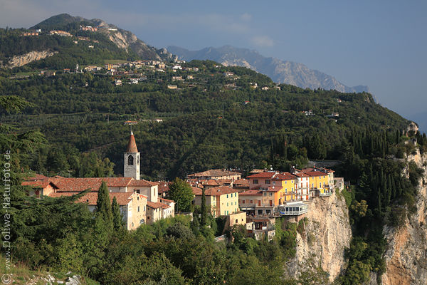 Pieve Fotopanorama Tremosine Berge Hochplateau Dorf ber Gardasee Landschaft Voltino Weitblick