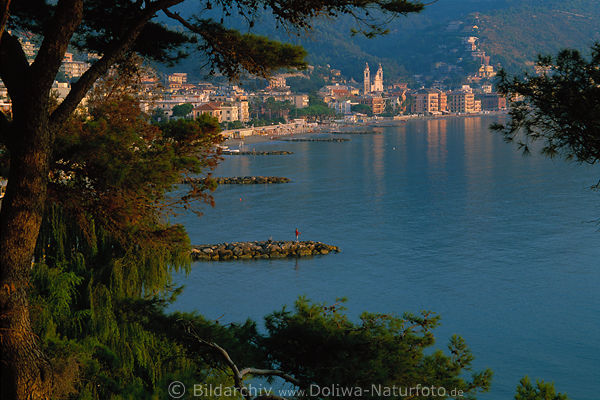 Laigueglia Meerk�ste bei Sonnenaufgang Morgenlicht Ligurien Ufer Angler