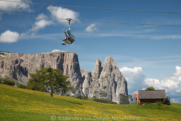 Sesselbahn Spitzbhel SeiserAlm-Fahrt mit Schlern-Panorama Sdtirol Dolomiten