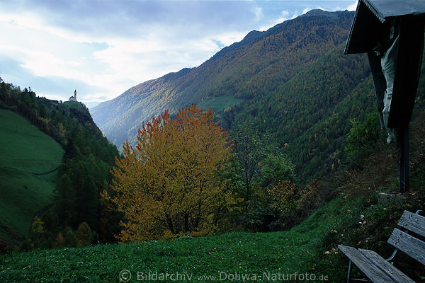 Schnalstal Schlucht Blick auf Katharinaberg vom Marterl Jesu Christi