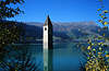 0734_Obervintschgau berflutete Dorfreste & Kirchturm von Graun im Reschensee Bild Sdtirol Reise