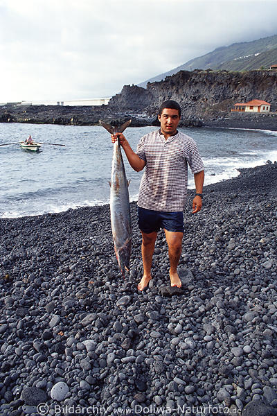 Canarios mit Tuhnfisch-Fang frischgefischter Seefisch