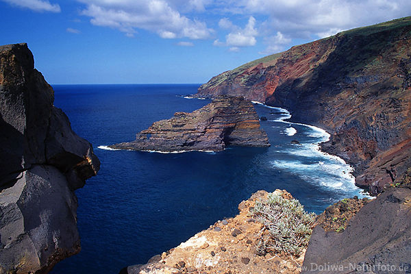 Garafia Wildküste Insel La Palma Meeresbucht Brandung Steilfelsen