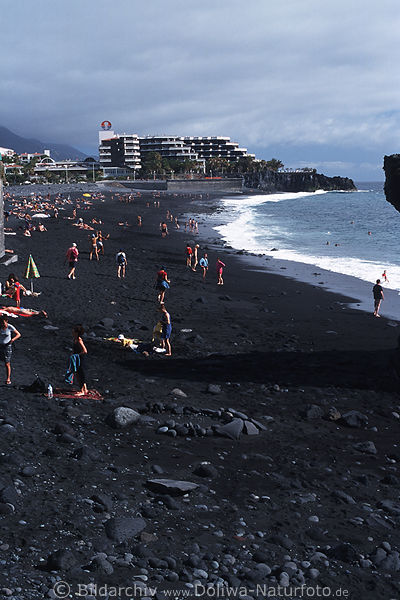 Meerstrand Puerto Naos Badeurlauber Insel La Palma