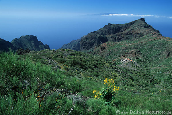 Nachbarinsel La Gomera Sicht von Masca Bergpass ber berhmte Masca Schlucht