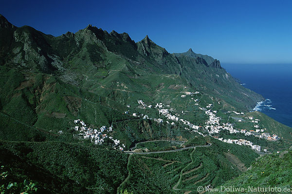 Taganana Meer & Berge Foto Anaga Gebirge Dorf Siedlung Huser am Bergkamm Kste Blick