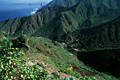 Schlucht Landschaft bei Almaciga Foto Insel Teneriffa Berge Feldarbeit Meer Kste Blick