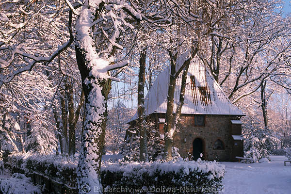 De Ole Kerk Bispingen in Winter-Schnee Bume-Landschaft