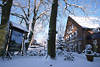 2002_Bispingen Winterbild an der Hauptkreuzung am Hotel Harmshof & Café Kanne im Winter 2001/2002