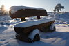 006630_Sonne Sternlicht über Verschneite Bank in Winterlandschaft Schnee-Romantik Naturfotos