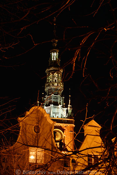 Danziger Rathaus bei Nacht Turm Hausgiebel