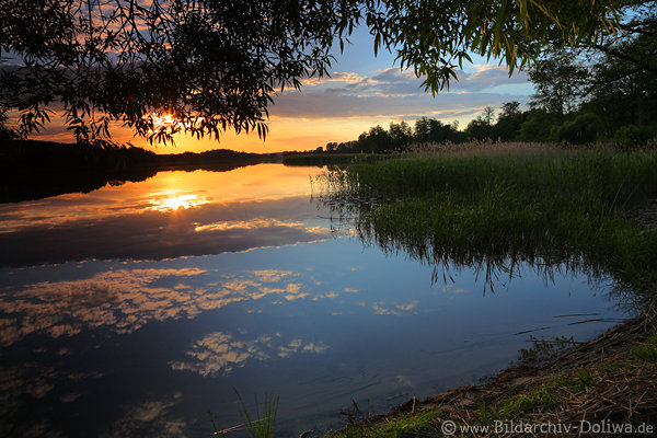 Wasserlandschaft HessenSee Abendlicht Sonnenuntergang Naturfoto Masuren Ostpreussen