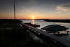 Lasmiady See in Malinówka Reisefoto romantischer Sonnenuntergang über Boote am Seesteg
