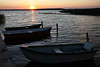 Boote am Seestegs in Wasser Lasmiady See abendliche Stimmung in Malinówka bei Stradaunen