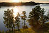 Sonnenuntergang über See Panorama Fotos Wasser Ufer Bäume in Masuren Gegenlicht Naturidylle