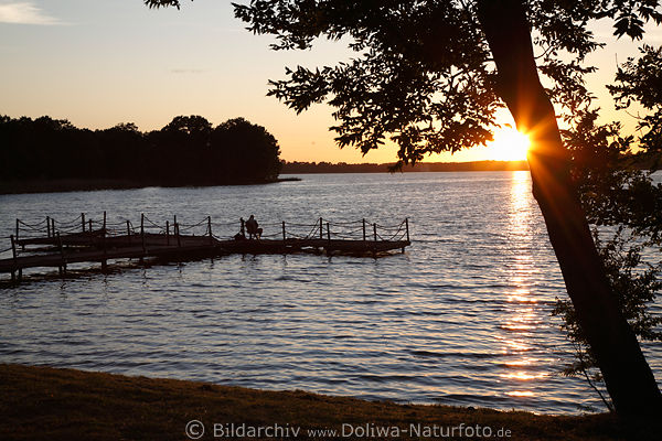 Haarschen Seesteg Angler Wasserlandschaft Romantik-Sonnenuntergang in Masuren