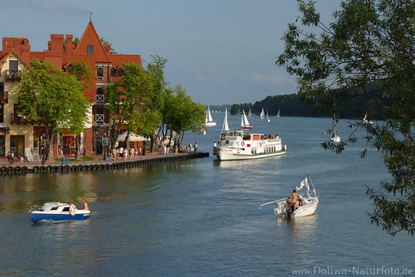 Nikolaiken-See Masuren Wasserlandschaft Schifffahrt Port Boote Hafenpromenade Urlaubidylle