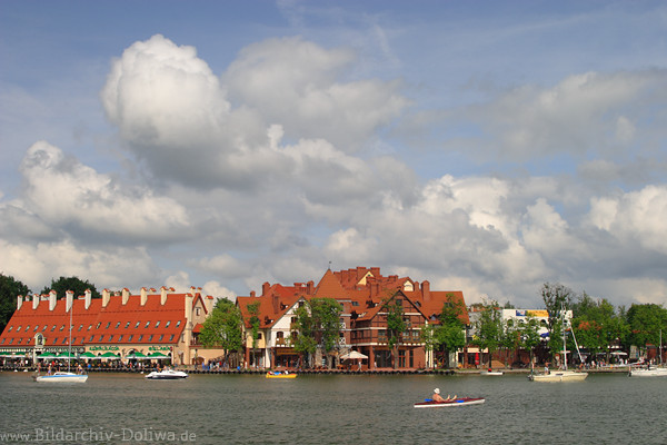 Nikolaiken See-Wasserblick Masurenfoto Boote Tour vor Uferpromenade Kneipenmeile