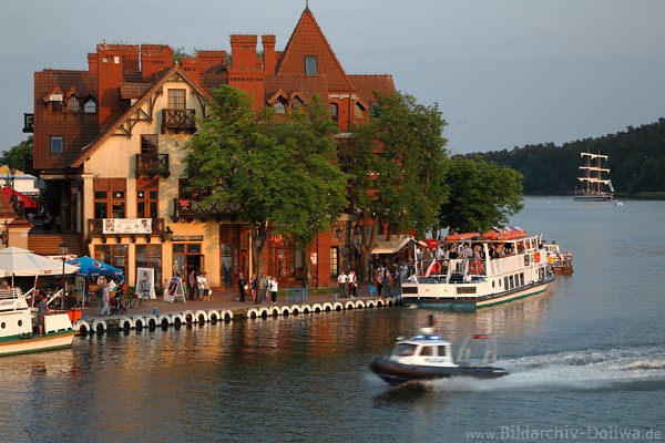 Nikolaiken Wasser-Tourismus Promenade Cafs Segler Schiff Schnellboot Seetour in Masuren