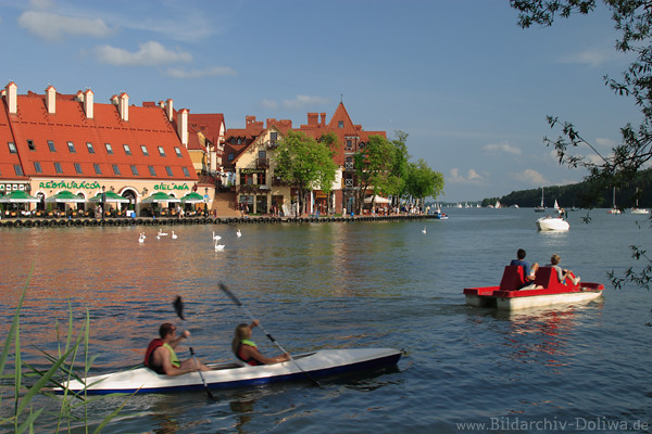 Nikolaiken See Masurenbild Wasserlandschaft Paddler Trettboot Tour Reise Foto