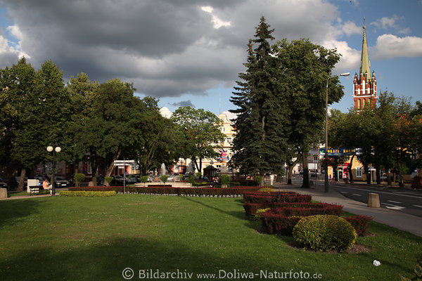 Rastenburger Stadtpark Landschaft Masurens mit St.Georg Kirchturm Blick