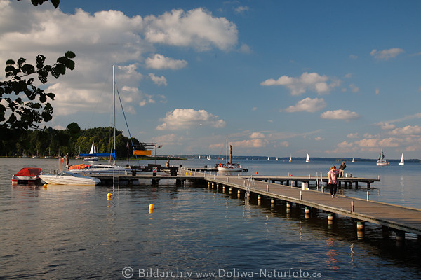 Seenlandschaft Masuren Wasserbrcke Lwentin-See Bootssteg Panorama in Abendlicht