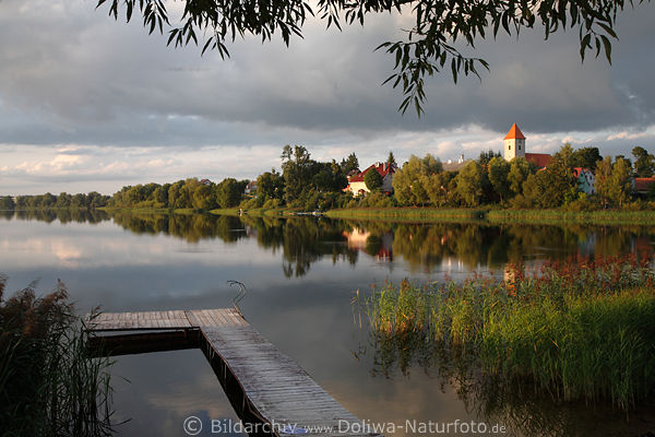 Masuren Suleyken Naturidylle Landschaft am SchwentainenSee Steg in Wasser