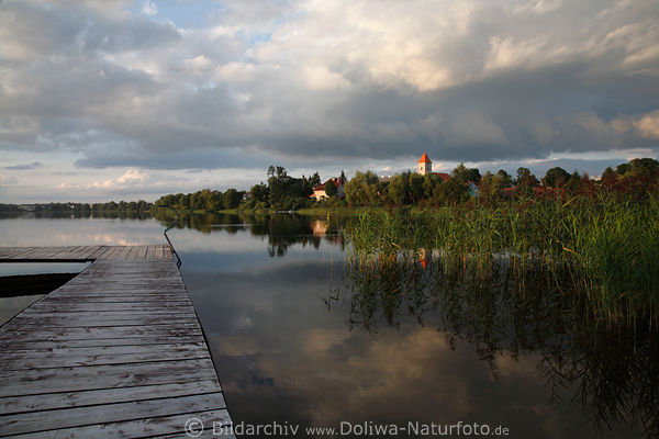 Solaiken Wolkenstimmung Masuren Seeblick ber Wasser Schwentainen Seelandschaft