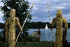 Galinder Slawenkrieger Skulpturen am Beldahnsee in Masuren