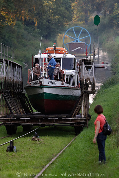Geneigte Ebene Schifftransport auf Schiene Baudenkmal der hydrographischer Kunst Touristen Attraktion in Ermland - Westmasuren