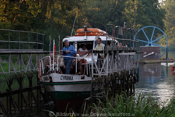 Schiff im Frderwagen Geneigter Ebene Wasserstrecke Rollberg Ermlndischer Kanal
