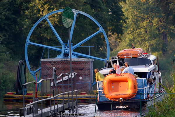 Seilrder untere Wellrder Geneigte Ebenen Schiff in Wasser Ermlndischer Kanal bei Buchwalde