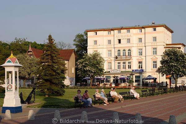 Misdroy Park Fussgngerzone Promenade Bnke Touristen Erholungort